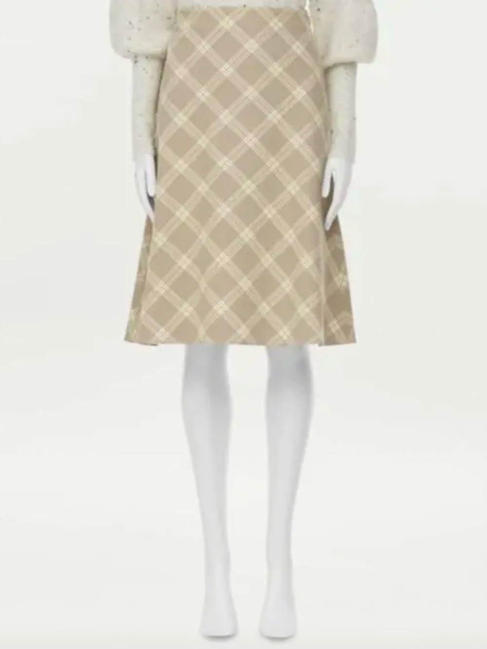 LOFT Beige Plaid A-Line Skirt